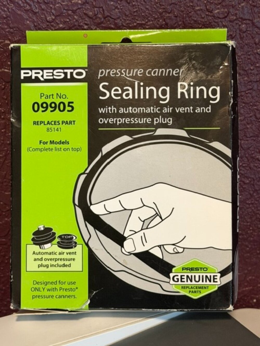 Presto 09905 Pressure Canner Sealing Ring w/ Air Vent & Overpressure Plug – NIB